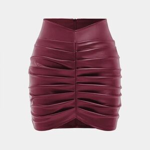 149. Micas Solid Faux Leather Ruched Skirt XL